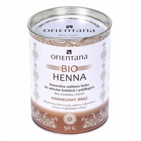 ORIENTANA Bio henna KARMELOWY BRĄZ do włosów półdługich i krótkich 50g